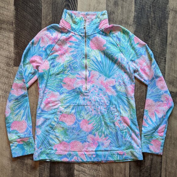 Lilly Pulitzer Skipper Popover Long Sleeve Top XS French Terry Sweatshirt - Picture 1 of 6
